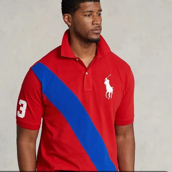 Polo Ralph Lauren Big Pony Mesh Polo ShirtRed Blur Mens Size 3XLT Tall